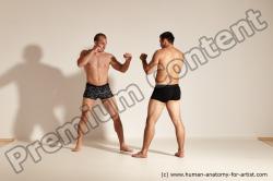 Underwear Fighting Man - Man White Moving poses Muscular Short Brown Dynamic poses Academic